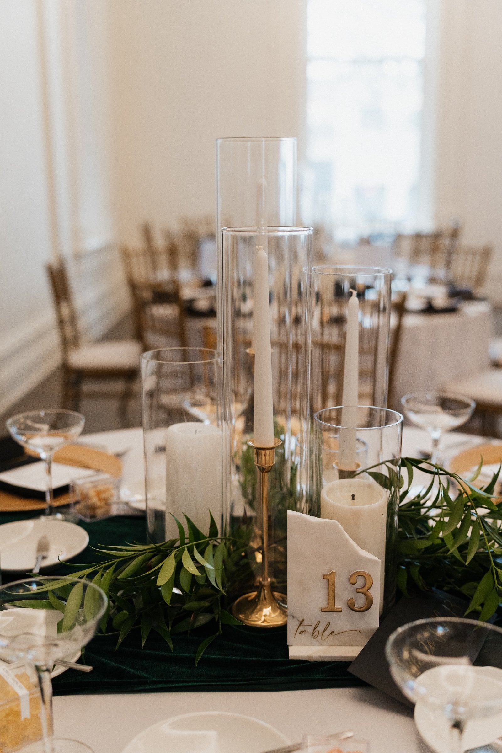 Tables Decor - Centerpieces, DIY Prop, Floor Plan, Place Setting, Table Florals from Vintage Glamour Wedding in Northwest Indiana